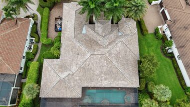 Tile roof ready to be repaired in Fort Myers, Florida.